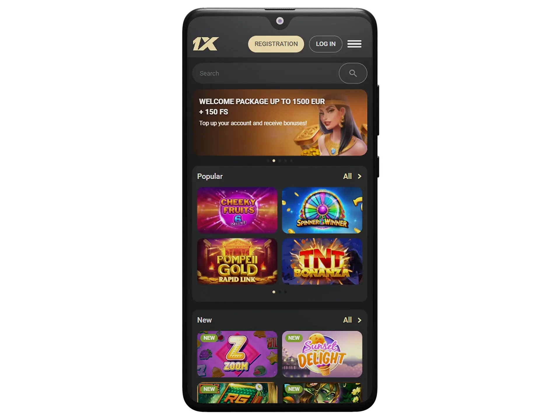 1xSlots Mobile Casino, Hjemmeside